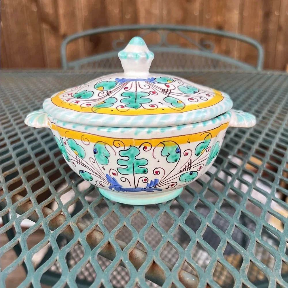 Cama Deruta Italy Italian Hand Painted Green Rooster Chicken Orvieto Ceramic Dis